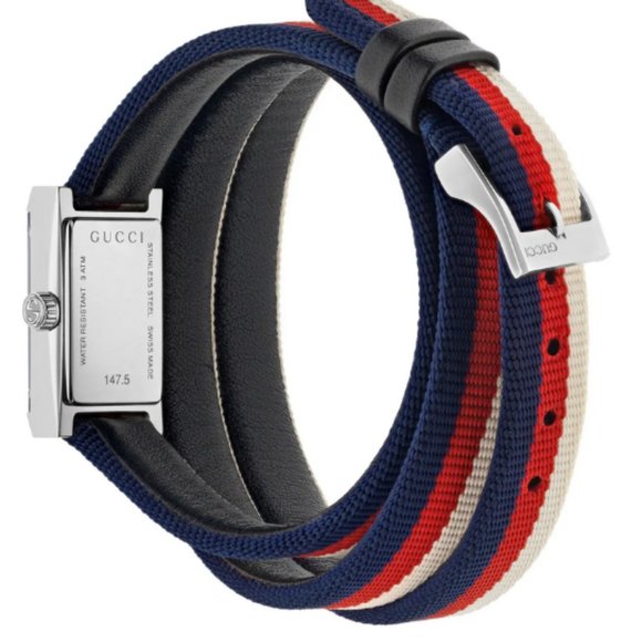 Gucci G-Frame Nylon Strap Wrap Strap Watch Green Swiss Made NWT AND BOX - Picture 11 of 16